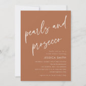 Boho QR Code Perlen und Prosecco Brautparty Einladung (Vorderseite)