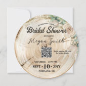 Boho QR Code Rustic Wood Einzigartiges Brautparty Save The Date (Vorderseite)