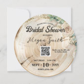 Boho QR Code Rustic Wood Unique Bridal Shower Save The Date (Vorderseite)