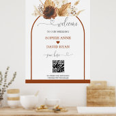 Boho QR Code Terracotta Arch Wedding Welcome Sign Poster (Küche)