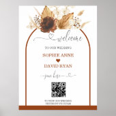 Boho QR Code Terracotta Arch Wedding Welcome Sign Poster (Vorne)
