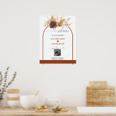 Boho QR Code Terracotta Arch Wedding Welcome Sign Poster (Küche)