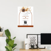 Boho QR Code Terracotta Arch Wedding Welcome Sign Poster (Heimbüro)