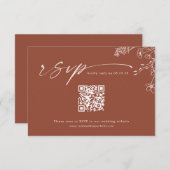 Boho Qr Code Terracotta Burnt Orange Wedding RSVP Karte (Vorne/Hinten)