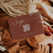 Boho Qr Code Terracotta Burnt Orange Wedding RSVP Karte