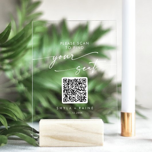 Boho QR White Acrylic Wedding Seating Chart Sign Acrylschild