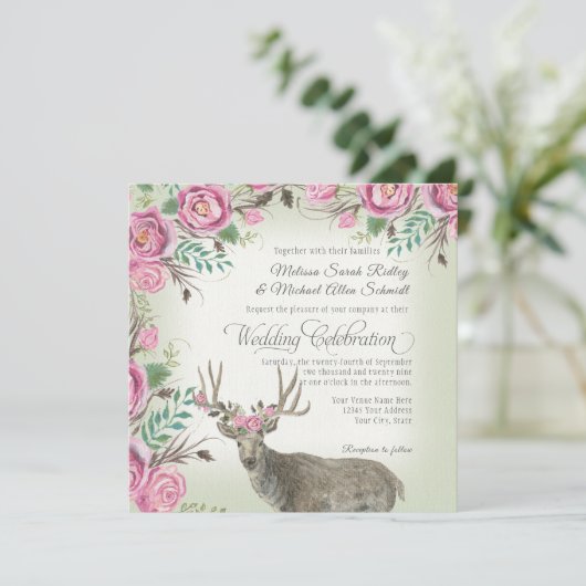 BOHO quadratische Einladung (Stehend Vorderseite)