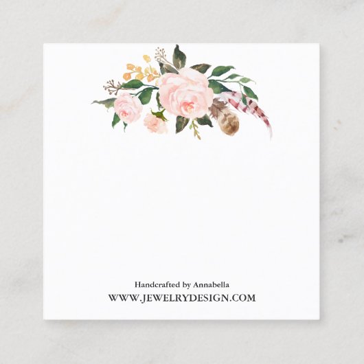 Boho Quadratische Visitenkarte (Rückseite)