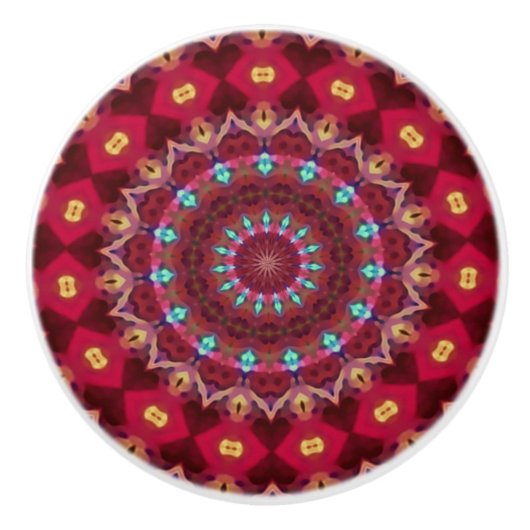 Boho Quilt Keramik Knob Keramikknauf (Vorderseite)