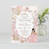 Boho Quinceanera Blush Pink getrocknete Blüte Einladung (Stehend Vorderseite)