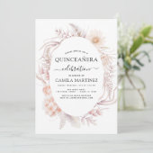 Boho Quinceañera Dusty Pink15th Birthday Einladung (Stehend Vorderseite)