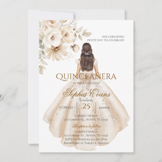 Boho Quinceanera Einladung (Vorderseite)