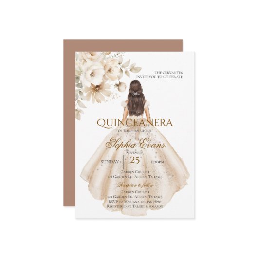 Boho Quinceanera Einladung (Vorderseite/Rückseite Beispiel)
