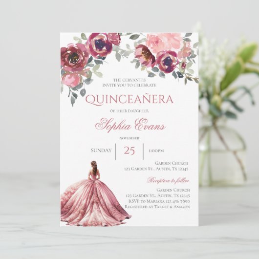 Boho Quinceanera Einladung (Stehend Vorderseite)