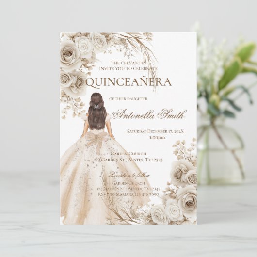 Boho Quinceanera Einladung (Stehend Vorderseite)