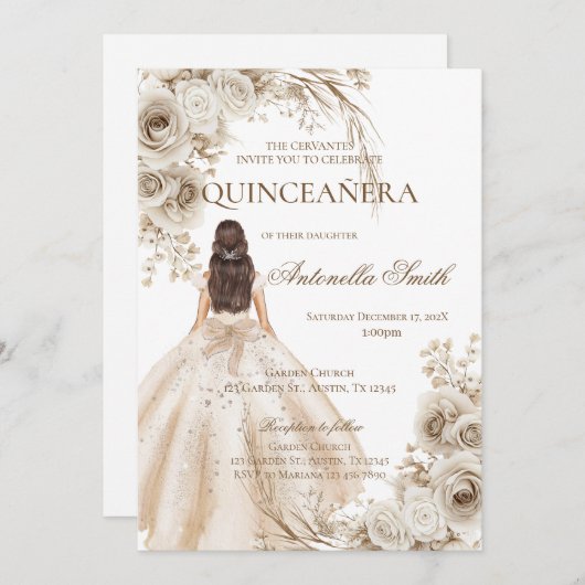 Boho Quinceanera Einladung (Vorne/Hinten)