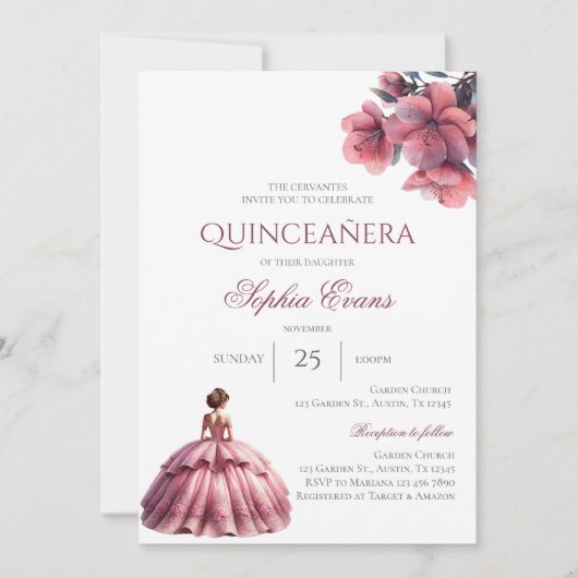 Boho Quinceanera Einladung (Vorderseite)