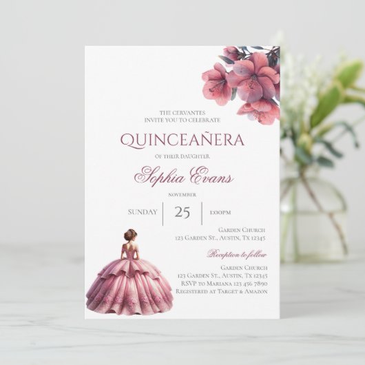 Boho Quinceanera Einladung (Stehend Vorderseite)