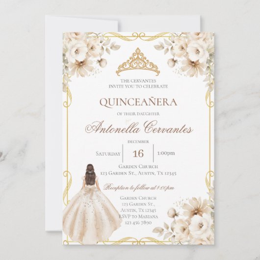 Boho Quinceanera Invitation Einladung (Vorderseite)