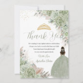 Boho Quinceanera Sage Green Floral Pampas Grass Dankeskarte (Vorderseite)