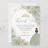 Boho Quinceanera Sage Green Floral Pampas Grass Dankeskarte (Vorderseite)