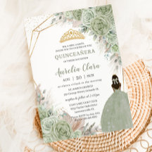 Boho Quinceanera Sage Green Floral Pampas Grass