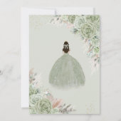 Boho Quinceañera Sage Green Floral Pampas Grass Einladung (Rückseite)