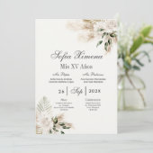 Boho Quinceanera Spanisch Einladung (Stehend Vorderseite)