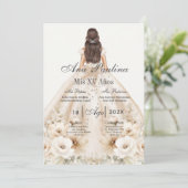 Boho Quinceanera Spanisch Einladung (Stehend Vorderseite)