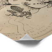 Boho Rabbit Bunny Flower Print, Rustic Hare Poster (Ecke)