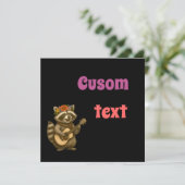 Boho Raccoon Music Lover Sweet Noise Floral Einladung (Stehend Vorderseite)