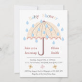 Boho Rain Umbrella Neutral Baby Dusche Einladung (Vorderseite)