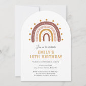 Boho Rainbow 10th birthday invitation Einladung (Vorderseite)