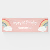 Boho Rainbow 1. Geburtstag Party Pink Girl Banner (Horizontal)