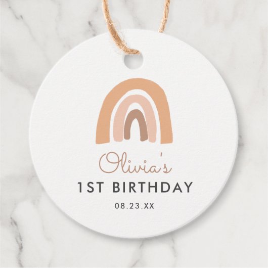 Boho Rainbow 1. Geburtstag Vielen Dank Geschenkanhänger (Vorderseite)