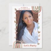 Boho Rainbow 40 & Fabulous Modern Birthday Party Einladung (Vorderseite)