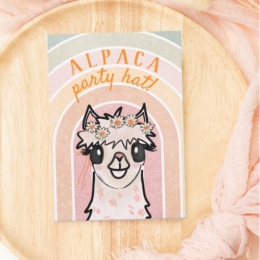 Boho Rainbow Alpaca Cactus Birthday Einladung