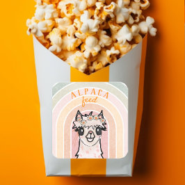 Boho Rainbow Alpaca Food Quadratischer Aufkleber