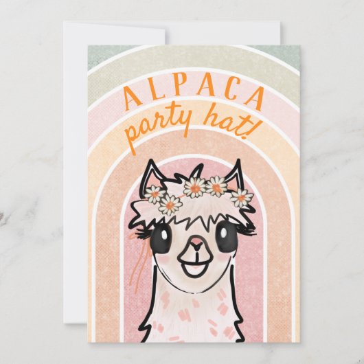 Boho Rainbow Alpaca Zweiter Geburtstag Einladung (Vorderseite)