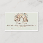 Boho Rainbow and Blume Baby Diaper Raffekarte Begleitkarte (Vorderseite)