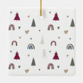 Boho Rainbow and Hearts Arch Frohe Weihnachten Keramikornament (Rückseite)