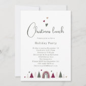Boho Rainbow and Hearts Christmas Lunch Einladung (Vorderseite)