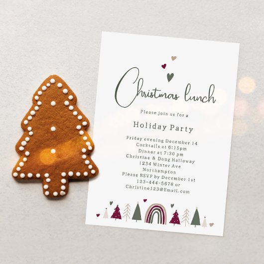 Boho Rainbow and Hearts Christmas Lunch Einladung