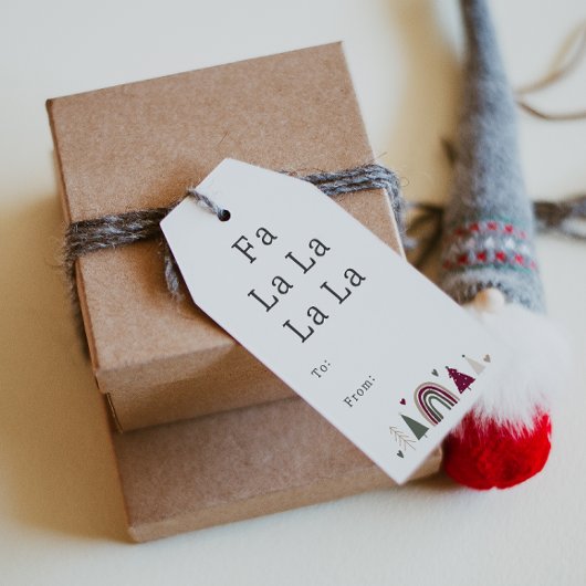 Boho Rainbow and Hearts Fa La La La La La La La La Geschenkanhänger