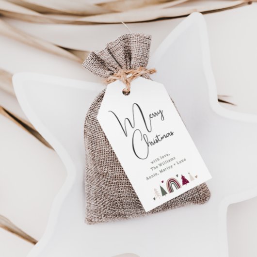 Boho Rainbow and Hearts Frohe Weihnachtsfamilie Geschenkanhänger