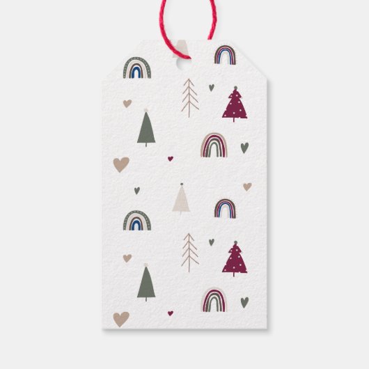 Boho Rainbow and Hearts Happy Holidays Family Geschenkanhänger (Rückseite)