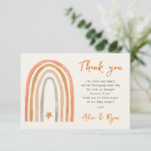 Boho Rainbow and Star Baby Shower Gedicht Dankeskarte (Stehend Vorderseite)