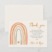 Boho Rainbow and Star Baby Shower Gedicht Dankeskarte (Vorne/Hinten)
