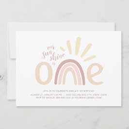 Boho Rainbow and Sunshine 1. Geburtstag Einladung
