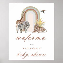 Boho Rainbow Arch & Animals Baby Dusche Willkommen Poster